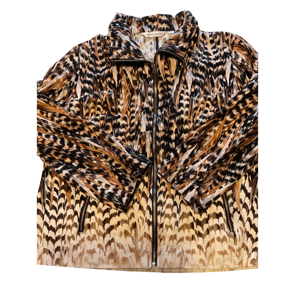 Drapers & Damons Womens XL‎ Jacket Animal Print Zip Front Pockets
